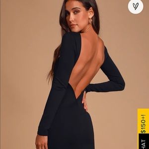 Va Va Voom Black Backless Midi Dress